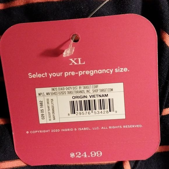 Ingrid+Isabel Women Short Sleeve T-Shirt Stripe Maternity Dress NWT Size XL - Picture 10 of 10